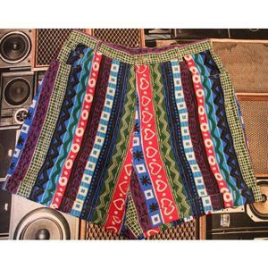 Vintage Pop Art Striped High-Rise Denim Shorts